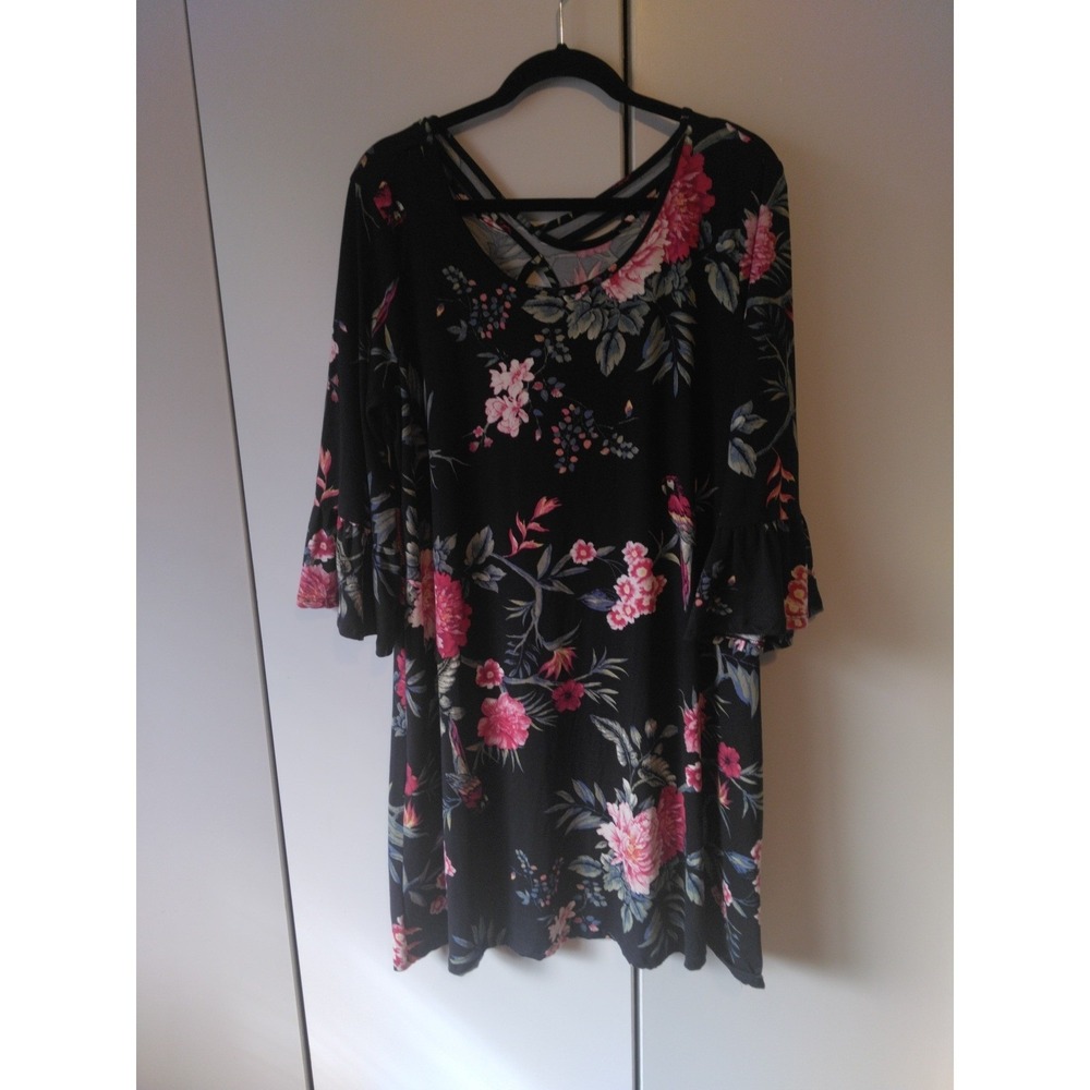 French‎ Laundry Floral Bell Sleeve Dress Size 1x fits l/xl Boho Feminine